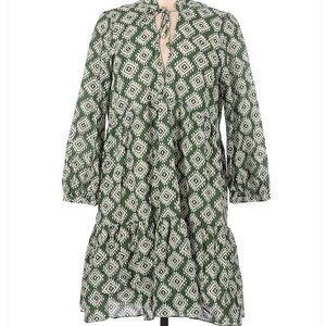 Zara Boho Green Cotton Dress XS
